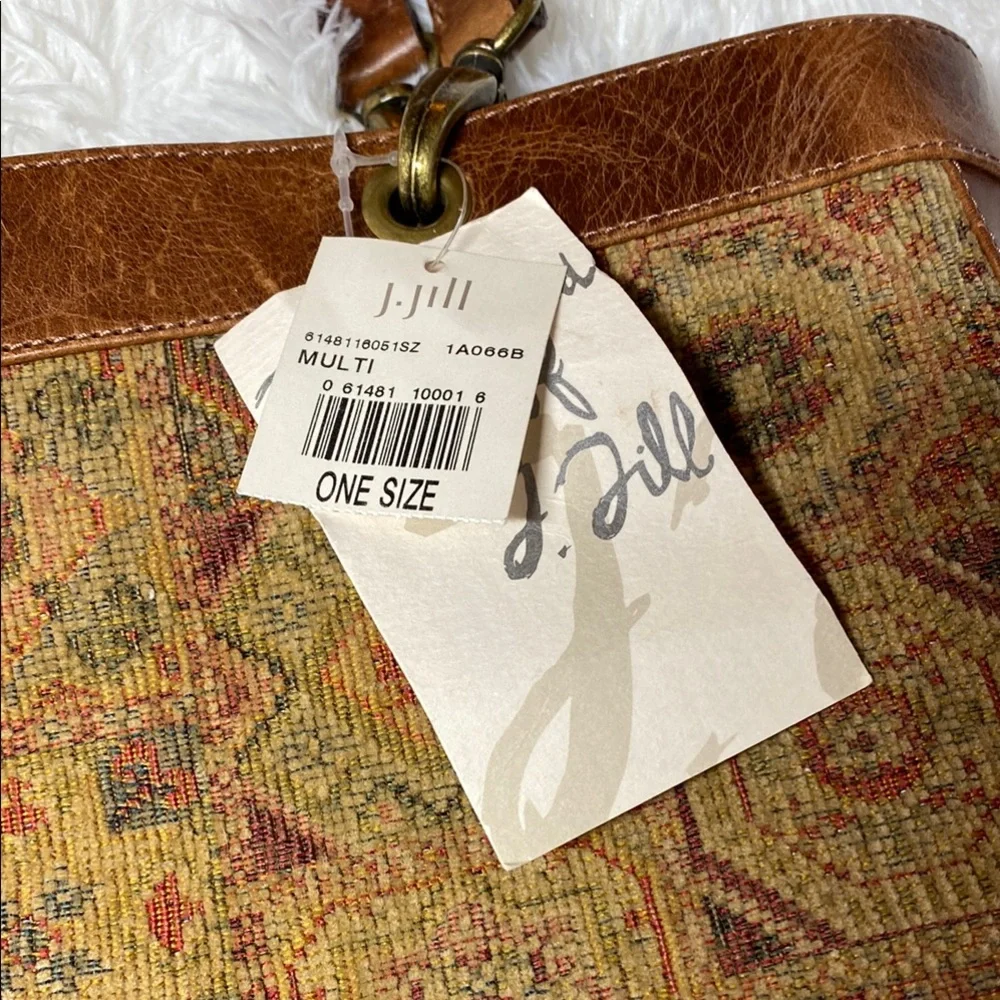 J. Jill Geometric Patterned Tan and Brown Shoulder Bag - Picture 3 of 8